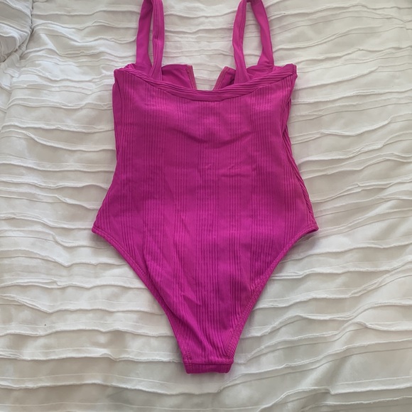 L*Space hot fuschia Lee Lee ribbed one piece swimsuit. Great condition! - Picture 2 of 7